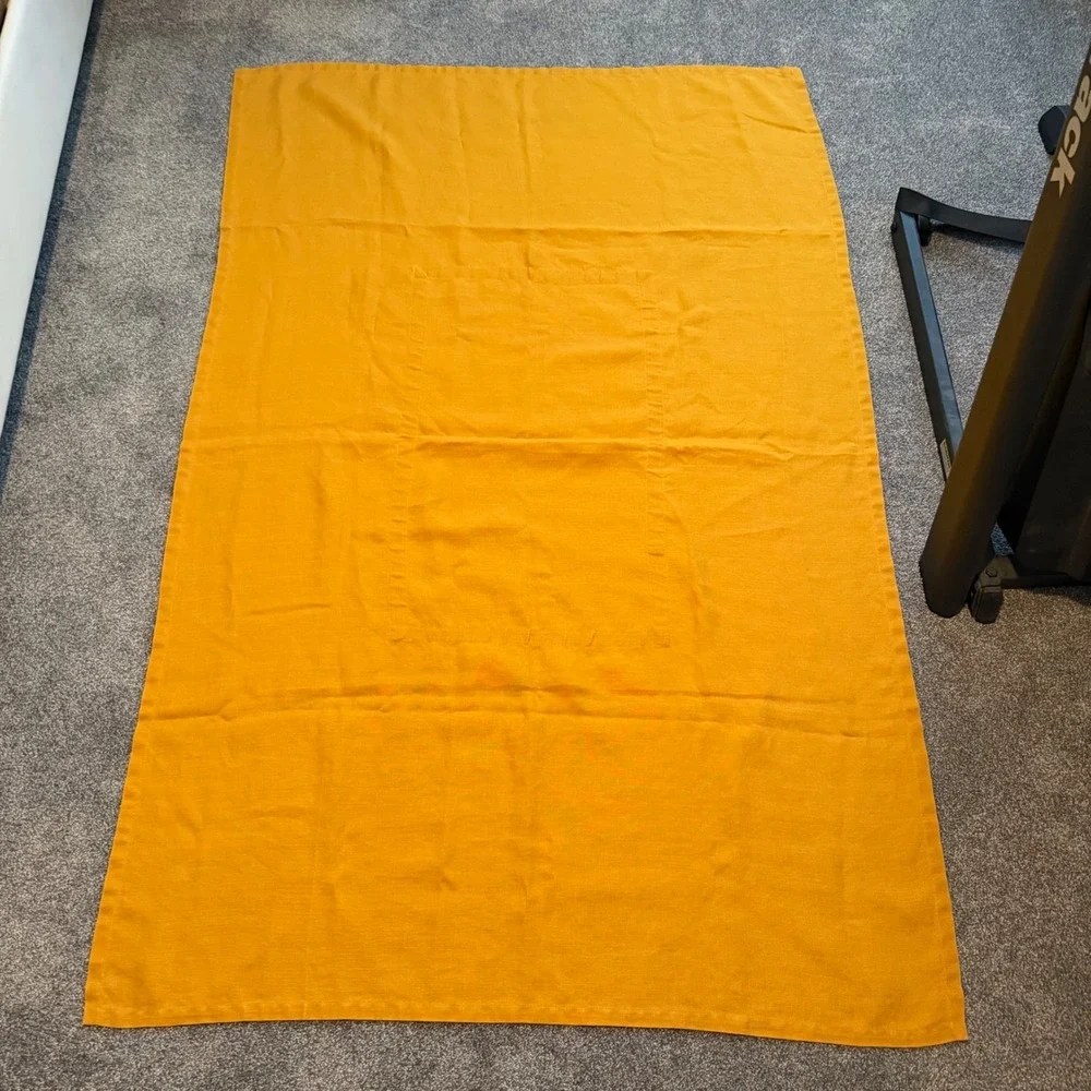 Orange Vintage Rectangular Tablecloth with Geometric Center Border Pattern 64x42